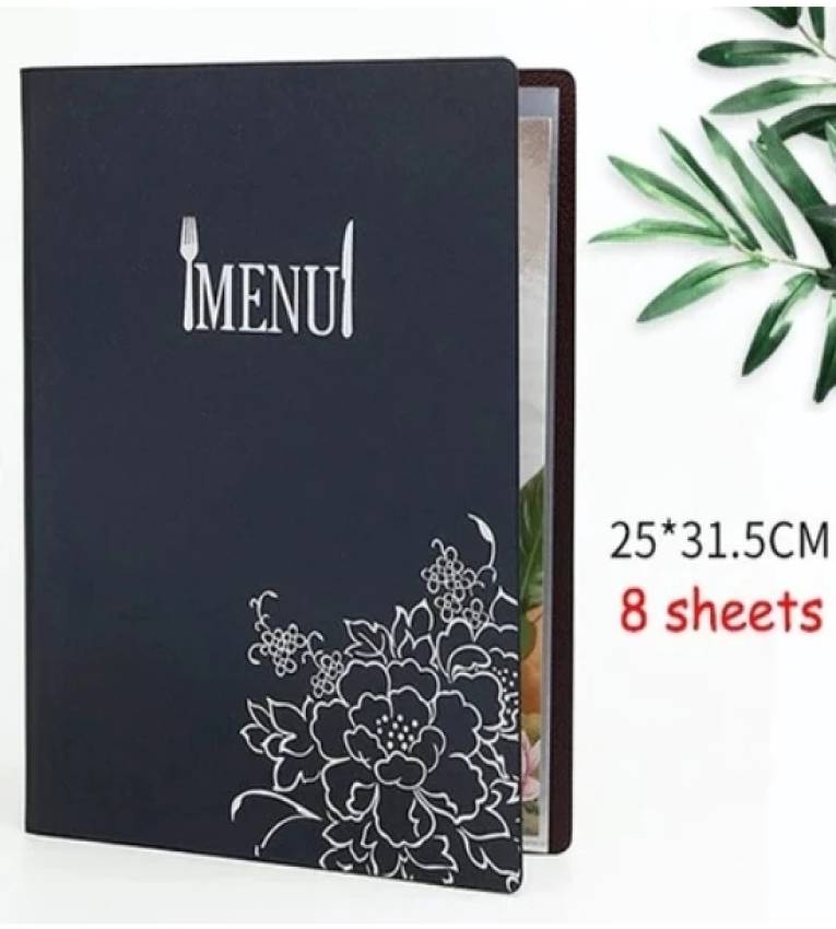 Porte-menu A4 Premium 14 Vues en Similicuir – Gris Cendré Élégant